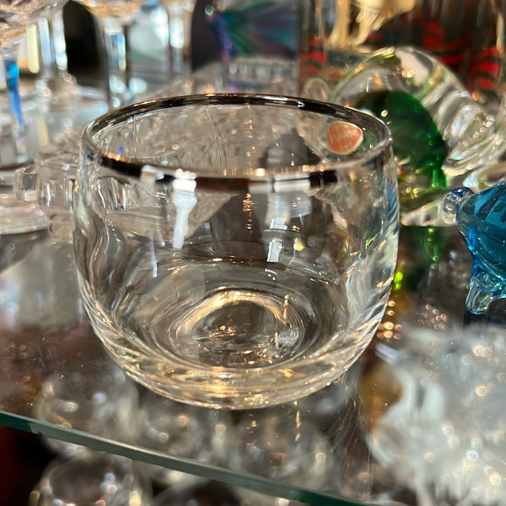 Vintage Dorothy Thorpe 1960s MCM Silver Rim Roly Poly Cocktail Glasses Set of 6 - Picture 2 of 13